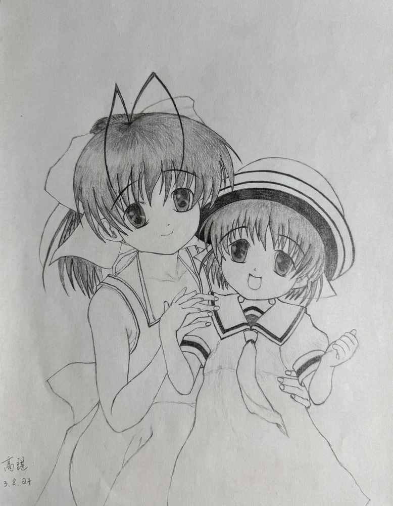 My pencil drawing of Nagisa and Ushio