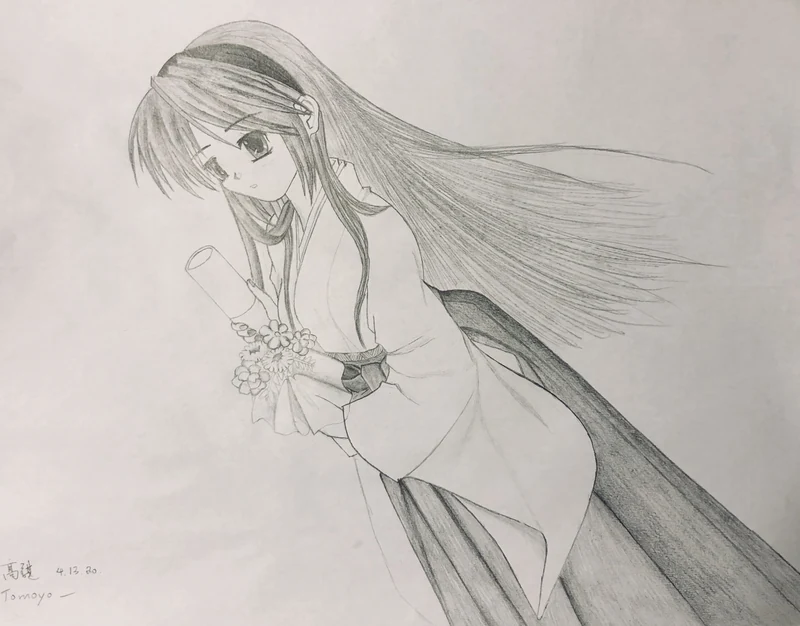My pencil drawing of Tomoyo Sakagami